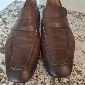 Santoni Brown Leather Loafers size 11D